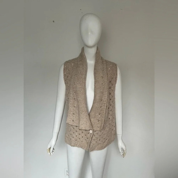 Myrine Antwerp Women's Chunky Knit Vest Beige Ivory One Size Wool Blend - Picture 1 of 8